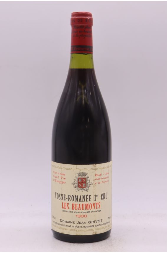 Jean Grivot Vosne Romanée 1er cru Les Beaumonts 1988